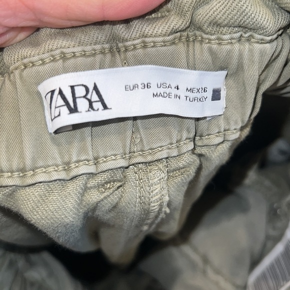 ZARA Women’s Light Olive Green Paper Bag High Rise Jeans Size 4 - Picture 4 of 5